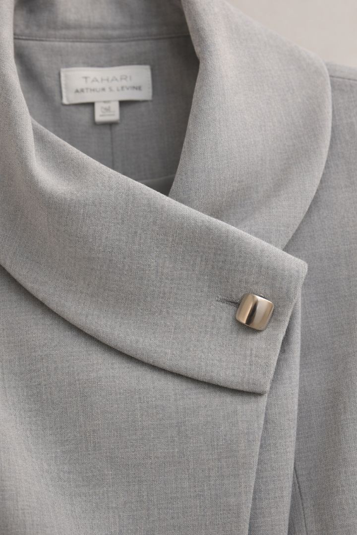 Tahari Dove Grey Asymmetric Blazer Skirt Set 6