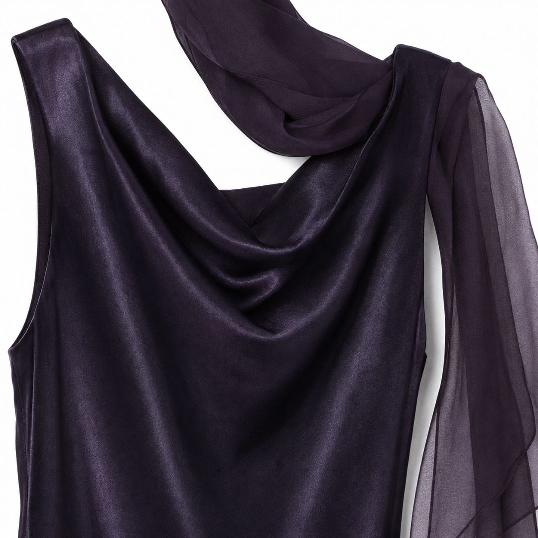 ABS silk gown with scarf