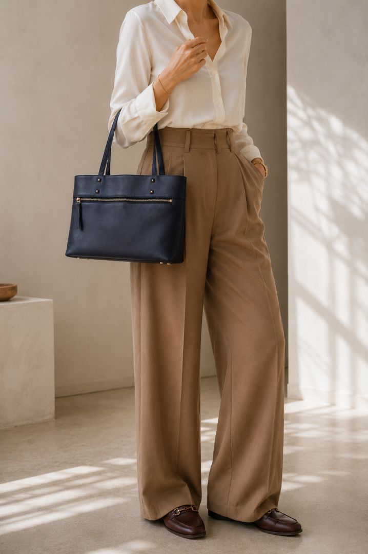 Valentino leather zip expandable tote