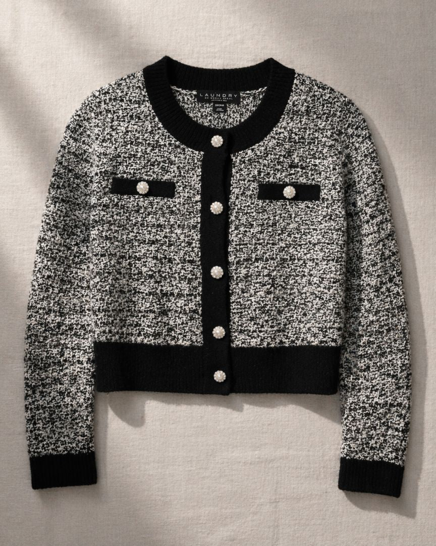 Laundry by Shelli Black Pearl Button Cardigan S