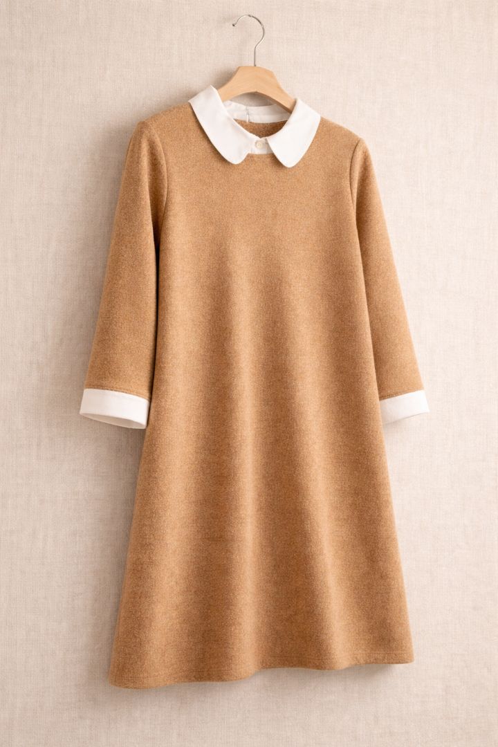 Tuckernuck Camel Peter Pan Collar Knit Dress M