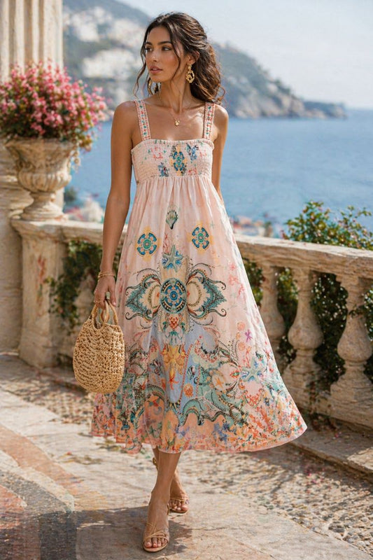 pastel pink multi Christian Lacroix floral dress, S