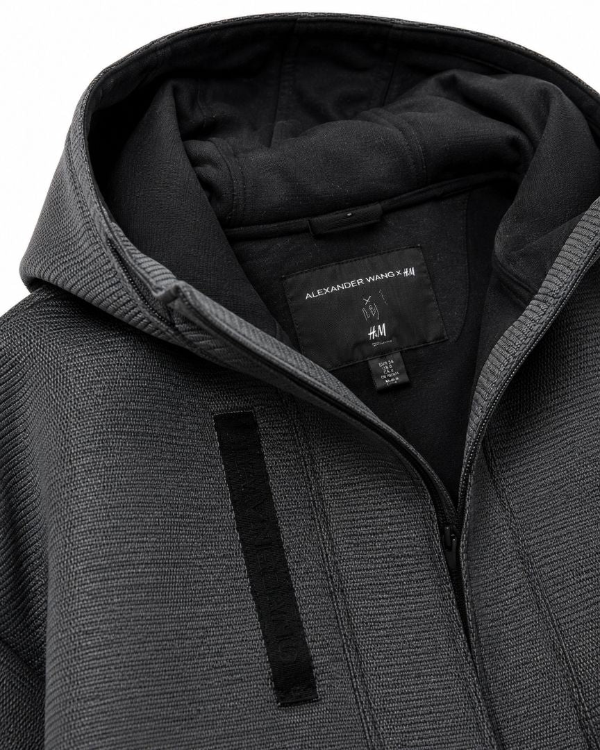 Charcoal Grey/Black Alexander Wang Oversized Hooded Coat, 36