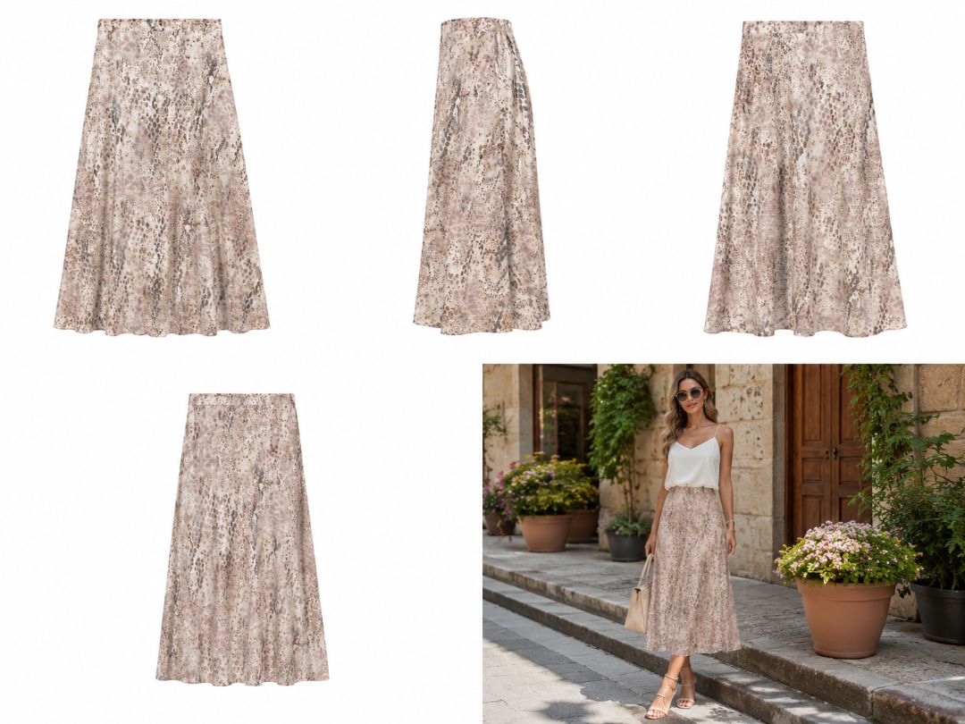 See You Monday Blush Snakeskin Midi Skirt