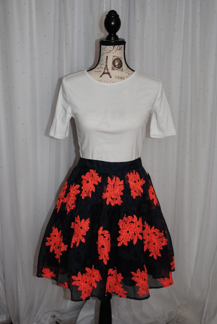 Blue and Orange Anthropologie Maeve Pome Blossom Skirt, Size XS