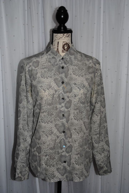 Python Equipment Femme Brett Long sleeve python silk blouse, XS