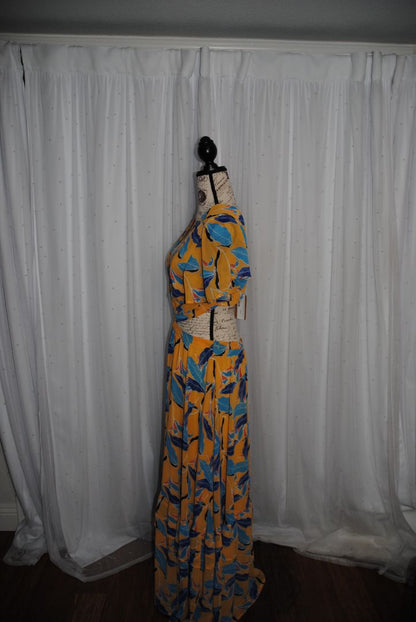 yellow / blue Lilly's Kloset Your Favorite Flower Maxi Dress, L