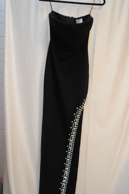 black CINQ À SEPT sammy gown slit, 2