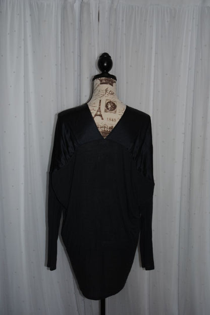 Navy Vince VINCE Silk Band-Collar Blouse, M