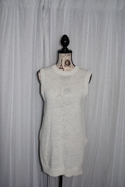 white Theory Mayleen Open Stitch Sleeveless Knit Sweater Vest, M