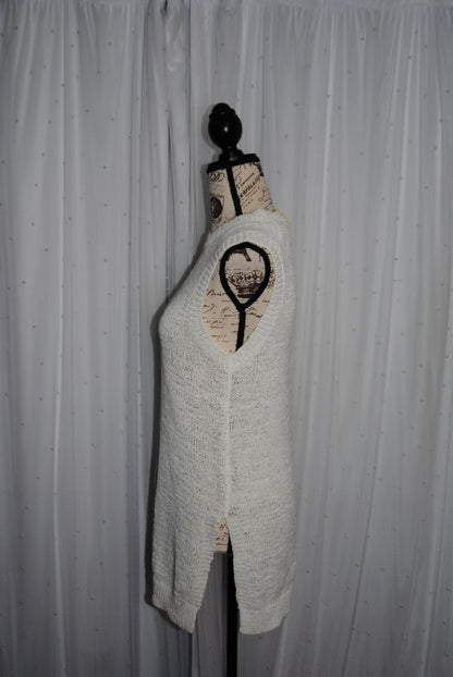 white Theory Mayleen Open Stitch Sleeveless Knit Sweater Vest, M