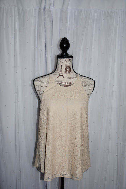 mushroom Joie Lace tank lined NWT, M