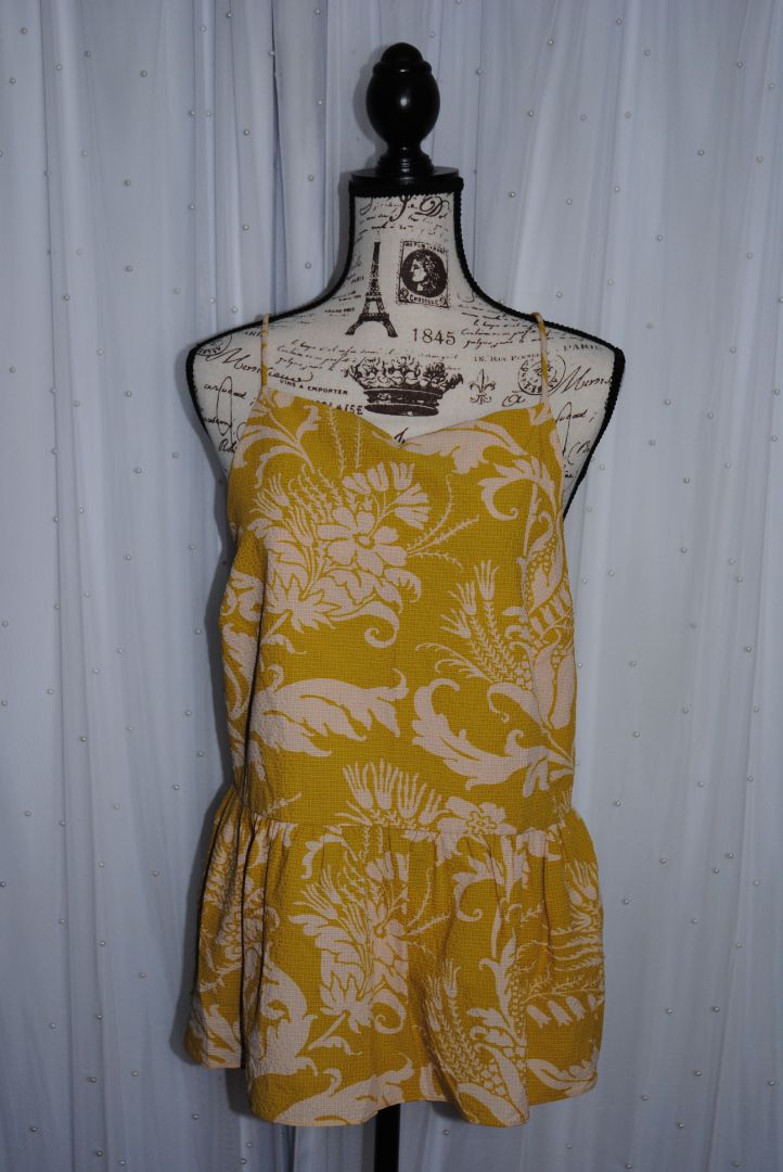 Jacquard mustard /yellow Ted Baker Mahbel Floral Print Peplum tank, 6 EU