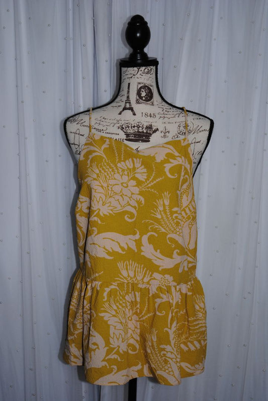 Jacquard mustard /yellow Ted Baker Mahbel Floral Print Peplum tank, 6 EU