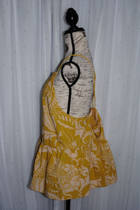 Jacquard mustard /yellow Ted Baker Mahbel Floral Print Peplum tank, 6 EU