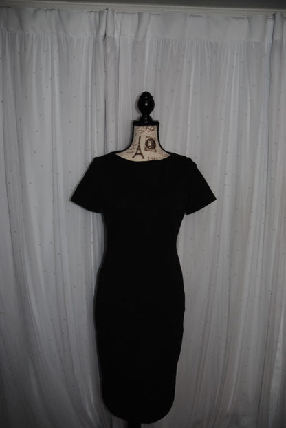 navy and faint red houndstooth Hugo Boss Short-sleeved Business Dress In Stretch Fabric, XS