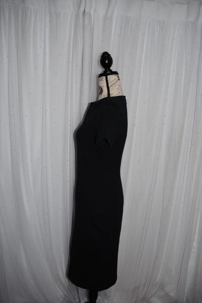 navy and faint red houndstooth Hugo Boss Short-sleeved Business Dress In Stretch Fabric, XS