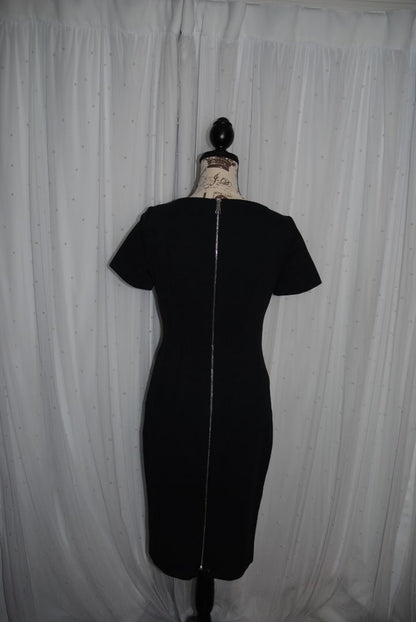 navy and faint red houndstooth Hugo Boss Short-sleeved Business Dress In Stretch Fabric, XS