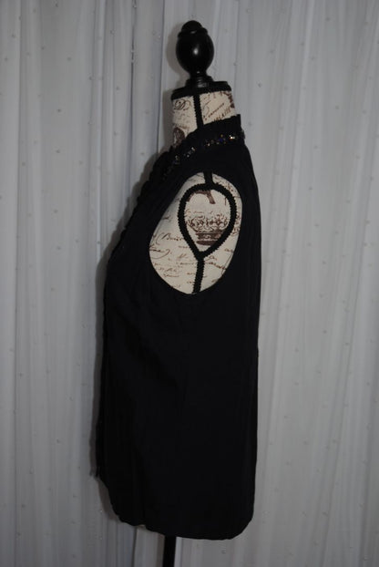 navy J Crew Collection  button-up shirt with embellishments, S