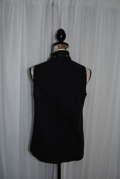 navy J Crew Collection  button-up shirt with embellishments, S