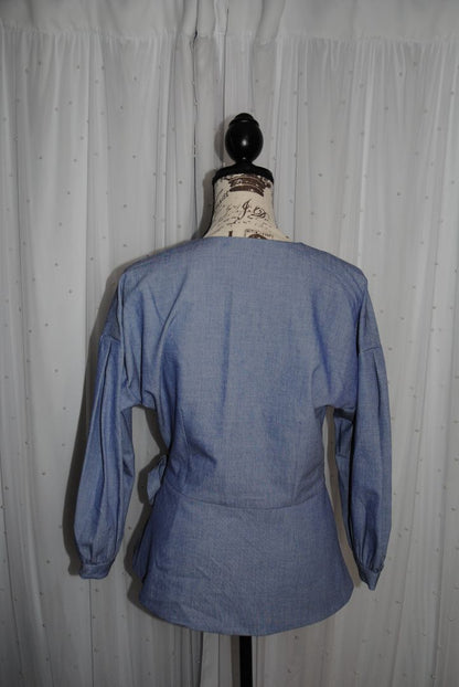 Chambray Halogen Chambray Wrap Shirt Jacket Side Tie, S