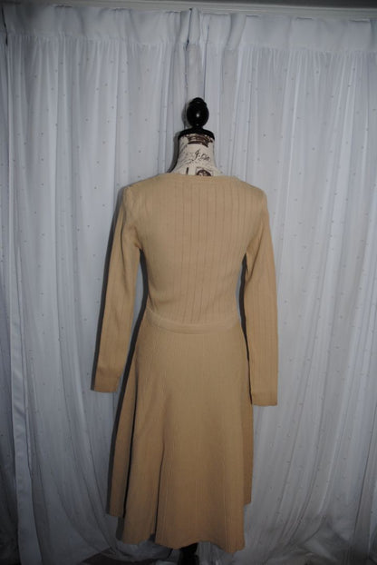 Beige Gracia Quilted A-Line Midi Dress NWT, M