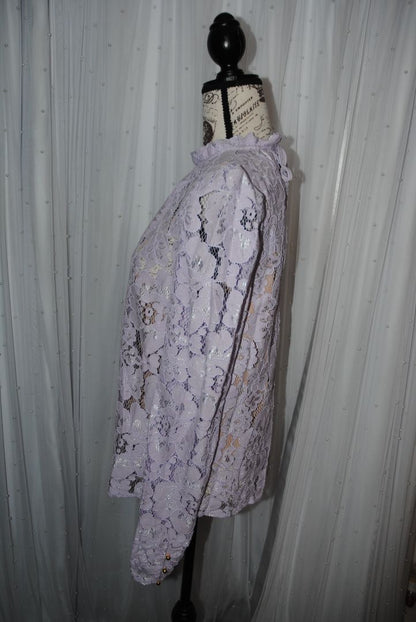 lilac WAYF Erika Puff sleeve lace long sleeve NWT, M