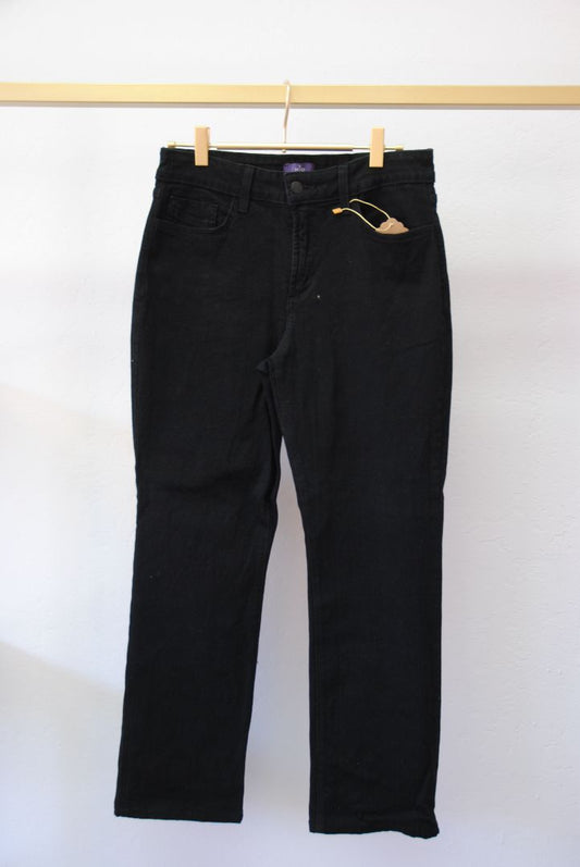 black NYDJ Marilyn Straight Pants In Petite In Ponte Knit, 6P