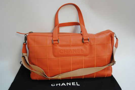 Chanel Pink Leather Boston Travel Bag