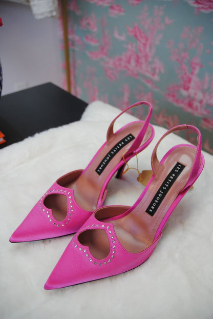 raso pink Les Petits Joueurs Les Petits Joueurs Jerry heart crystal heels, EU 38