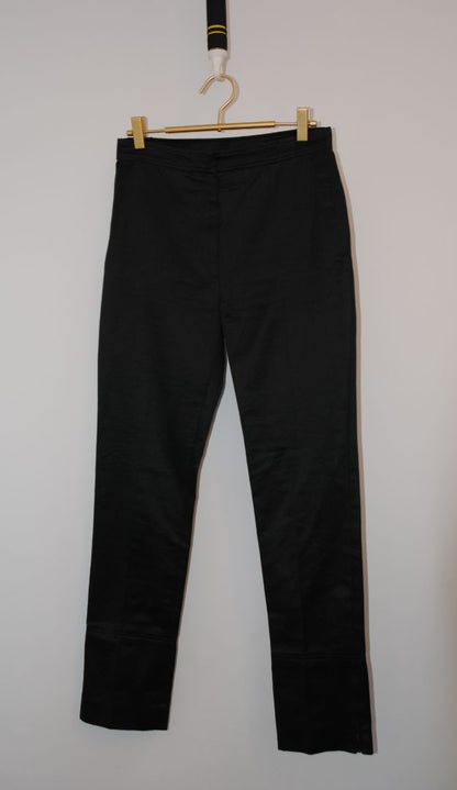 black Yves Saint Laurent tappered satin pants with zipper