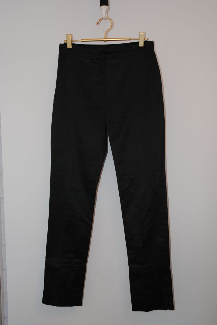 black Yves Saint Laurent tappered satin pants with zipper