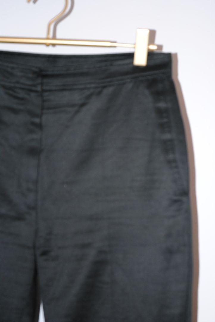 black Yves Saint Laurent tappered satin pants with zipper
