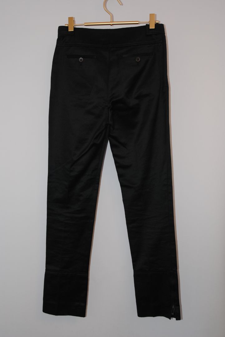 black Yves Saint Laurent tappered satin pants with zipper