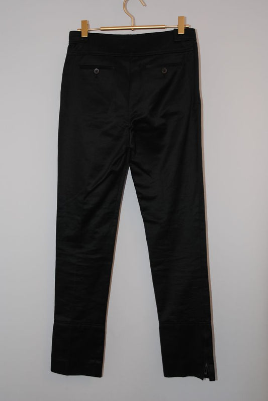 black Yves Saint Laurent tappered satin pants with zipper