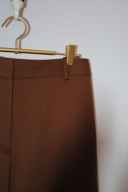 warm chestnut brown Nili Lotan high waisted wide leg pants, 10