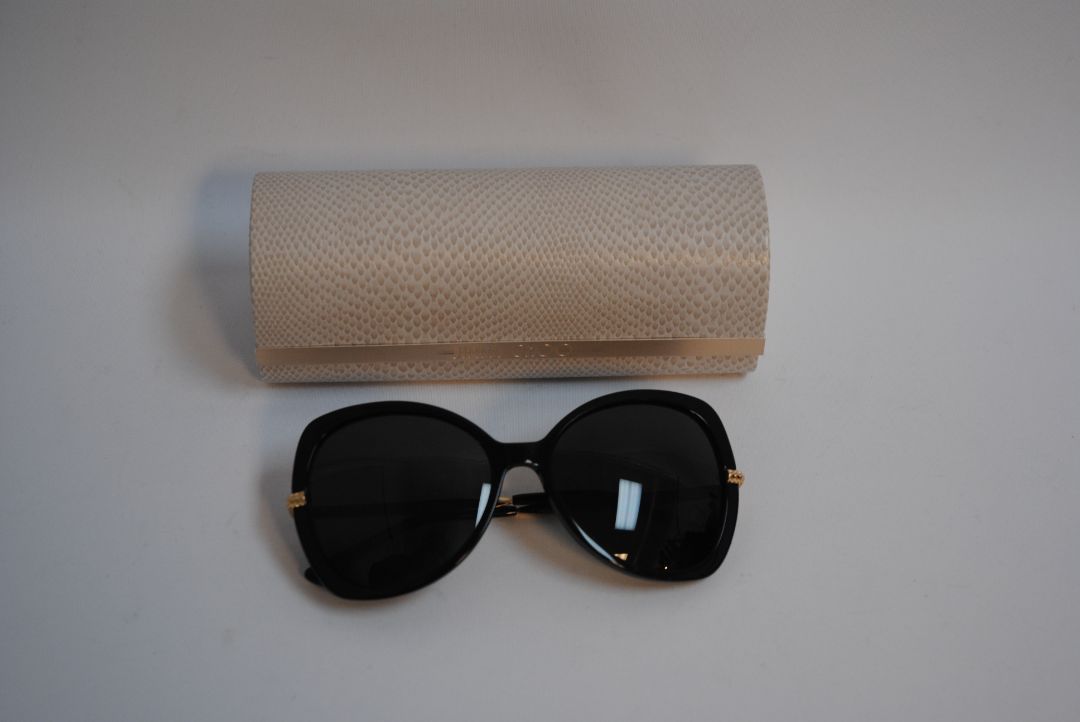 black Jimmy Choo Oversized Black Acetate Sunglasses with case, one size