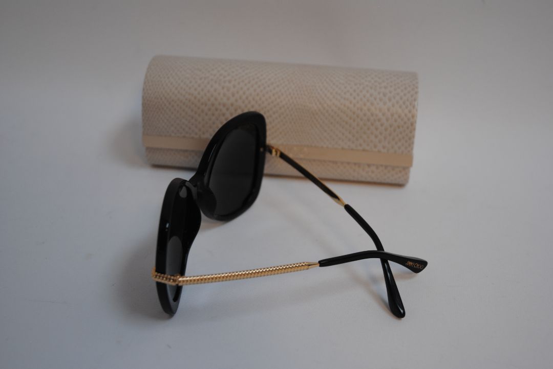 black Jimmy Choo Oversized Black Acetate Sunglasses with case, one size
