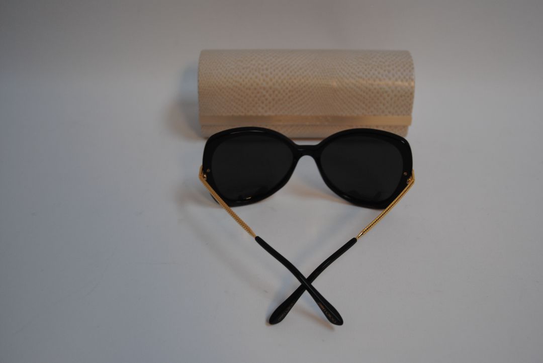 black Jimmy Choo Oversized Black Acetate Sunglasses with case, one size