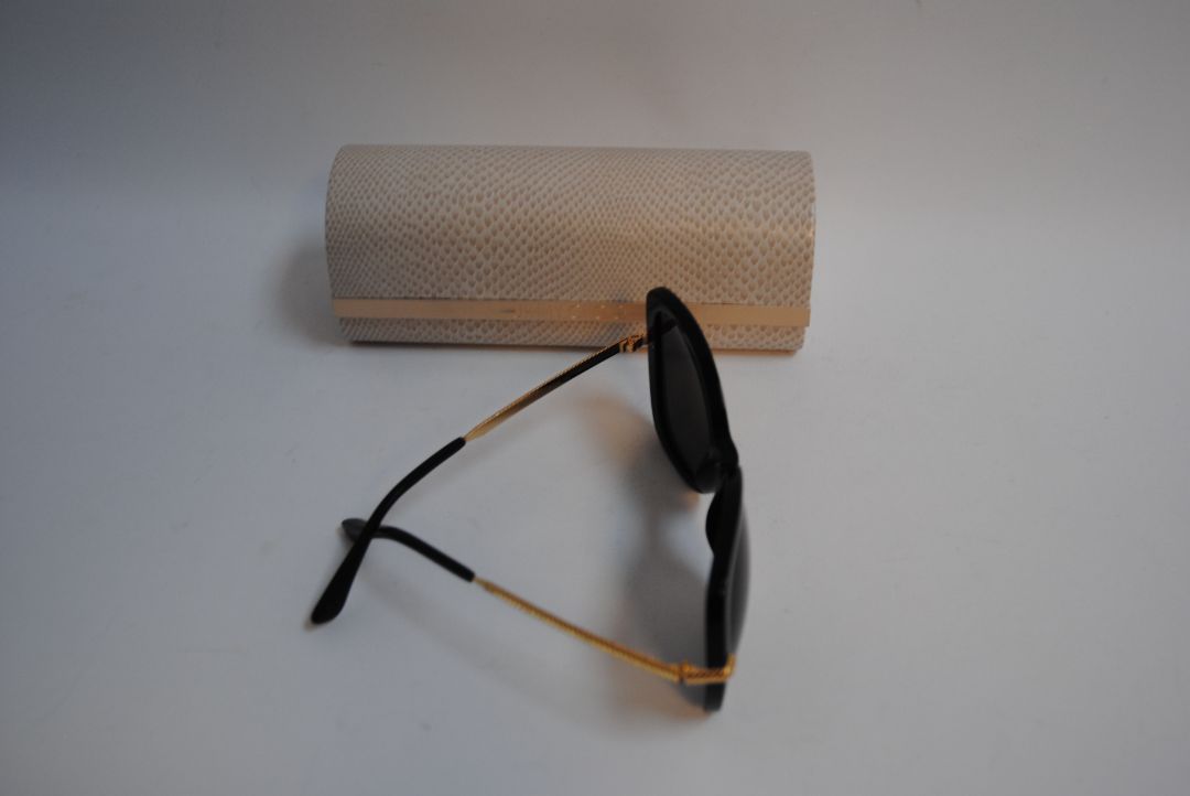 black Jimmy Choo Oversized Black Acetate Sunglasses with case, one size