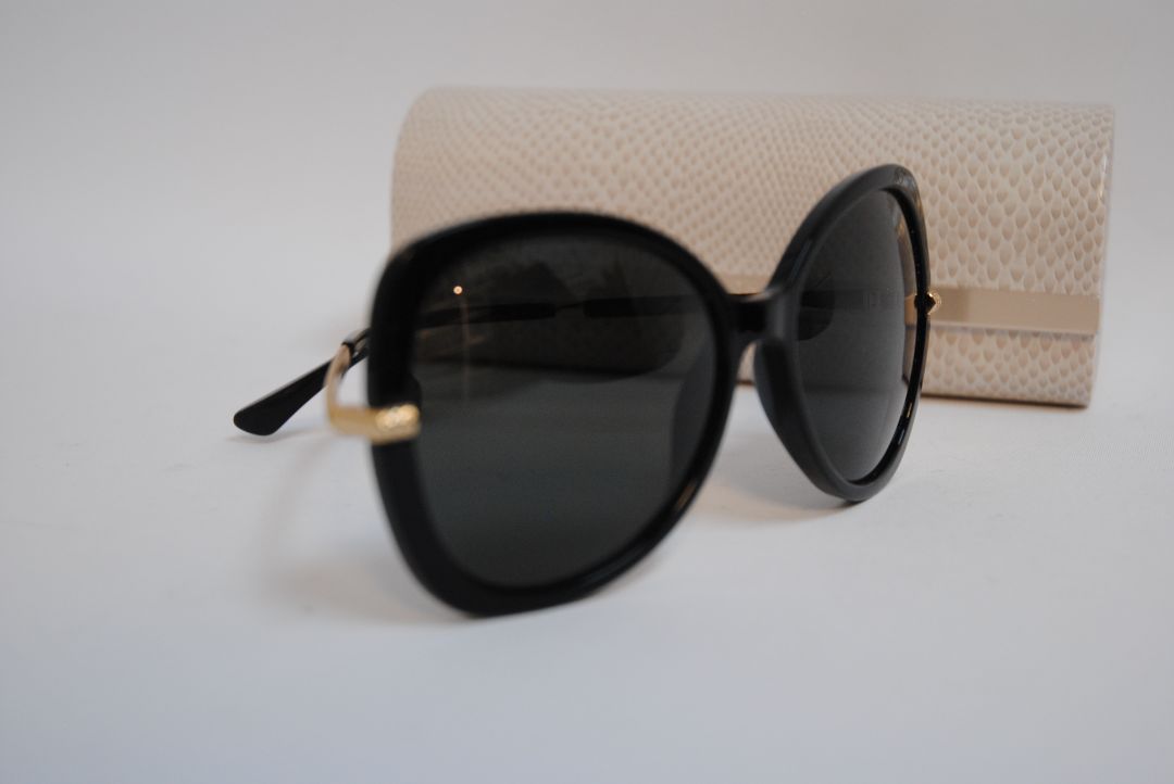 black Jimmy Choo Oversized Black Acetate Sunglasses with case, one size