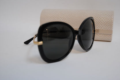 black Jimmy Choo Oversized Black Acetate Sunglasses with case, one size