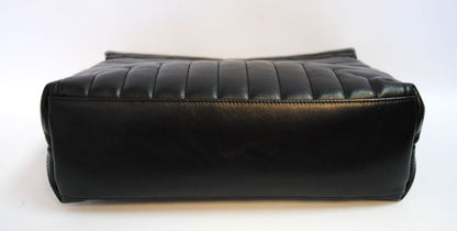 black and silver Saint Laurent loulou large calfskin, Length: 14 in (35.5 cm) Height: 10 in (25.5 cm) Depth: 5.1 in (13 cm) Strap Drop (Double Chain): ~11 in Strap Drop (Single Crossbody): ~19 in