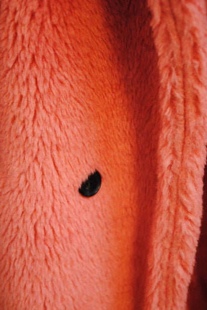 pink alpaca Max Mara Teddy bear icon coat, Length: Approx. 44 in Sleeve Length: Approx. 23 in Shoulder Width: Approx. 22 in Bust (pit to pit): Approx. 26 in Fit: Oversized cocoon silhouette
