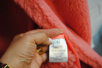 pink alpaca Max Mara Teddy bear icon coat, Length: Approx. 44 in Sleeve Length: Approx. 23 in Shoulder Width: Approx. 22 in Bust (pit to pit): Approx. 26 in Fit: Oversized cocoon silhouette