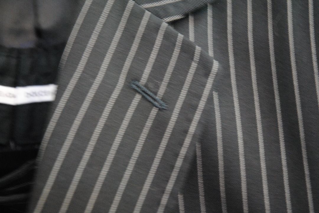 black and white pinstripes Dolce & Gabbana pinstripe suit, Dimensions (Approximate – Size 50 EU / 40 US) Blazer Chest (Pit to Pit): 21 in Blazer Length (Shoulder to Hem): 30.5 in Shoulder Width: 18 in Sleeve Length: 25 in Pants Waist: 34 in Inseam: 32 in