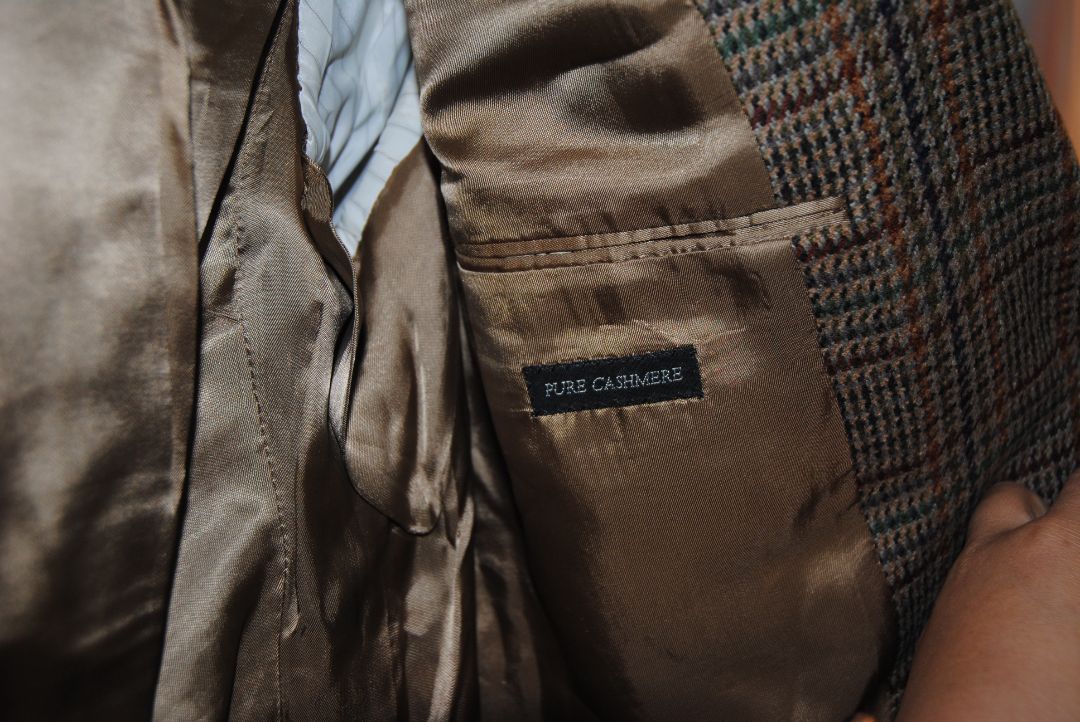 Houndtooth Brown Chester Barrie Designer Coat, XL