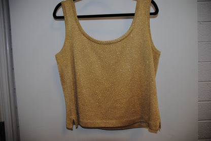 Champagne Gold / Metallic Lurex St John St. John Gold Lurex Knit Tank Top, L
