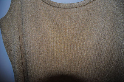 Champagne Gold / Metallic Lurex St John St. John Gold Lurex Knit Tank Top, L