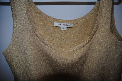 Champagne Gold / Metallic Lurex St John St. John Gold Lurex Knit Tank Top, L